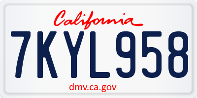 CA license plate 7KYL958