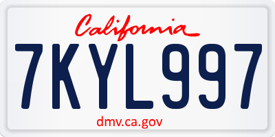 CA license plate 7KYL997