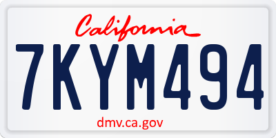 CA license plate 7KYM494