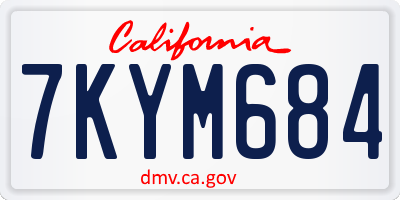 CA license plate 7KYM684