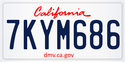 CA license plate 7KYM686