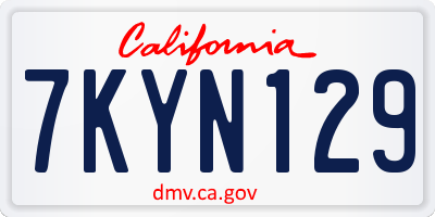 CA license plate 7KYN129