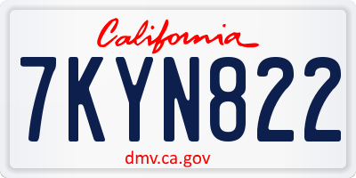 CA license plate 7KYN822