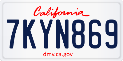 CA license plate 7KYN869