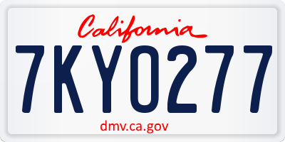 CA license plate 7KYO277