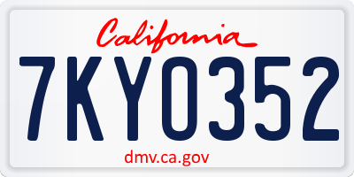 CA license plate 7KYO352