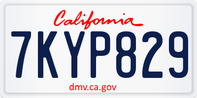 CA license plate 7KYP829