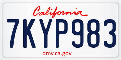 CA license plate 7KYP983