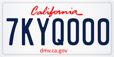 CA license plate 7KYQ000