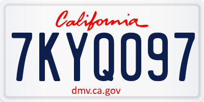 CA license plate 7KYQ097