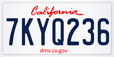 CA license plate 7KYQ236