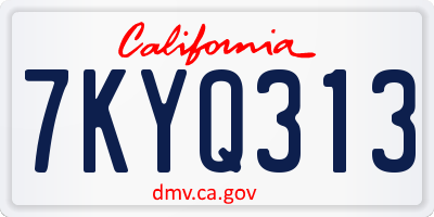 CA license plate 7KYQ313