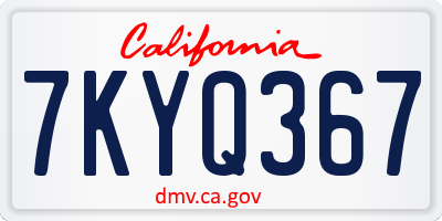CA license plate 7KYQ367