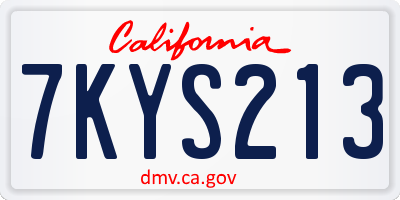 CA license plate 7KYS213