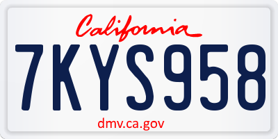 CA license plate 7KYS958