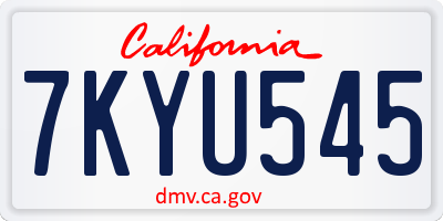 CA license plate 7KYU545