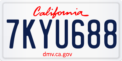 CA license plate 7KYU688