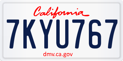 CA license plate 7KYU767