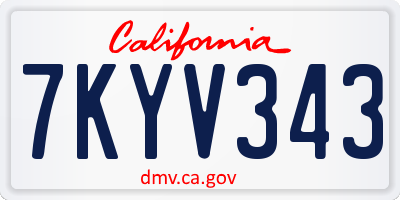 CA license plate 7KYV343