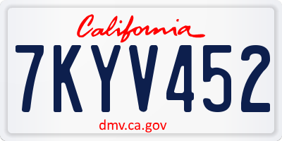 CA license plate 7KYV452