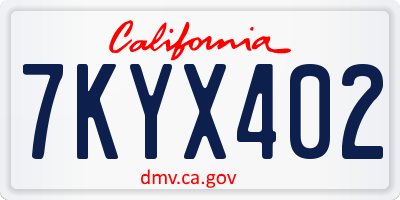 CA license plate 7KYX402