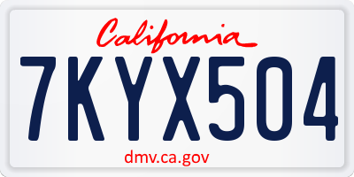CA license plate 7KYX504