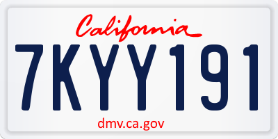 CA license plate 7KYY191