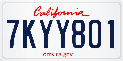 CA license plate 7KYY801