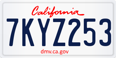 CA license plate 7KYZ253