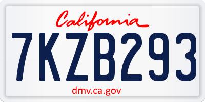 CA license plate 7KZB293