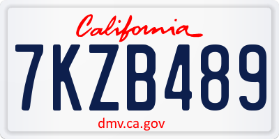 CA license plate 7KZB489