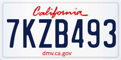 CA license plate 7KZB493