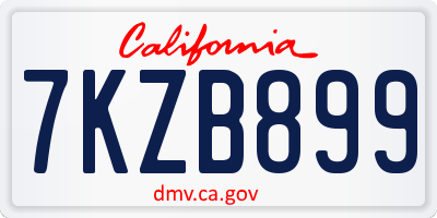 CA license plate 7KZB899
