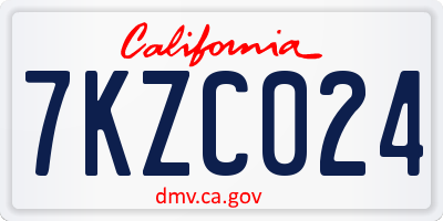 CA license plate 7KZC024