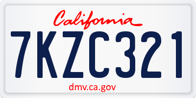 CA license plate 7KZC321