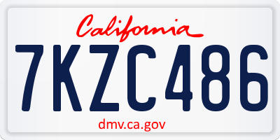 CA license plate 7KZC486