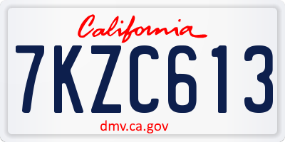 CA license plate 7KZC613