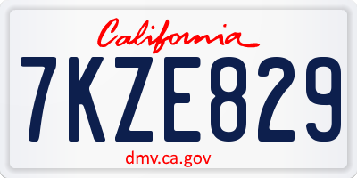 CA license plate 7KZE829