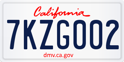 CA license plate 7KZG002