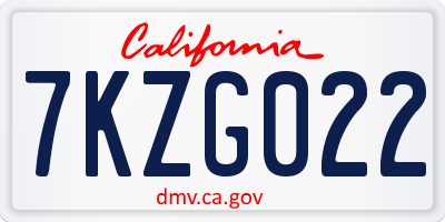 CA license plate 7KZG022