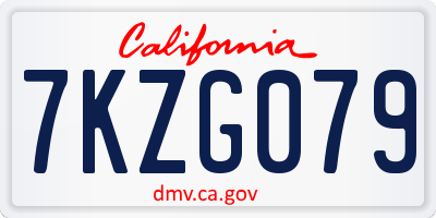 CA license plate 7KZG079