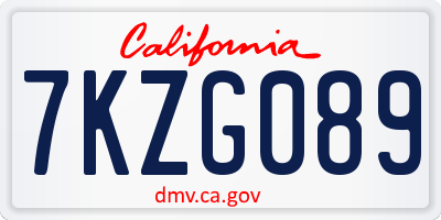 CA license plate 7KZG089