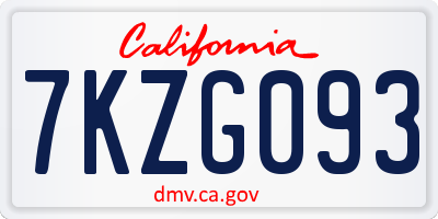 CA license plate 7KZG093