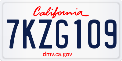 CA license plate 7KZG109