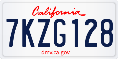 CA license plate 7KZG128