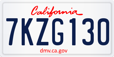 CA license plate 7KZG130