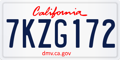 CA license plate 7KZG172