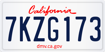 CA license plate 7KZG173