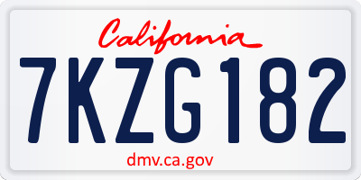 CA license plate 7KZG182