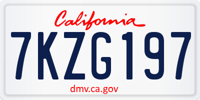 CA license plate 7KZG197